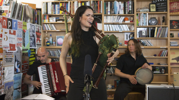 Cristina Pato Trio performs a Tiny Desk Concert in June 2013. (NPR)