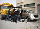Women aren't permitted to travel unattended in the streets of Saudi Arabia, so Wadjda director Haifaa Al Mansour worked from inside a van, communicating with her crew via walkie-talkie. Women aren't permitted to travel unattended in the streets of Saudi Arabia, so Wadjda director Haifaa Al Mansour worked from inside a van, communicating with her crew via walkie-talkie.