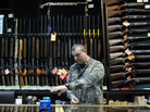 A worker at the Grand Okhota sportsman gun shop in Moscow on April 23. A worker at the Grand Okhota sportsman gun shop in Moscow on April 23.