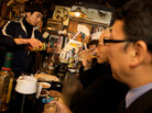 A Japanese micro-bar only has room for four customers at a time. A Japanese micro-bar only has room for four customers at a time.