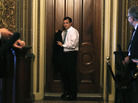 Texas Sen. Ted Cruz leaves the weekly Senate Republican Policy Committee luncheon Tuesday, shortly before beginning a filibuster against Obamacare. Texas Sen. Ted Cruz leaves the weekly Senate Republican Policy Committee luncheon Tuesday, shortly before beginning a filibuster against Obamacare.