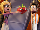 Barry the sentient strawberry is just one of the "foodimals" our heroes Flint (Bill Hader) and Sam (Anna Faris) encounter when they return to Swallow Falls in Cloudy With a Chance of Meatballs 2. Barry the sentient strawberry is just one of the "foodimals" our heroes Flint (Bill Hader) and Sam (Anna Faris) encounter when they return to Swallow Falls in Cloudy With a Chance of Meatballs 2.