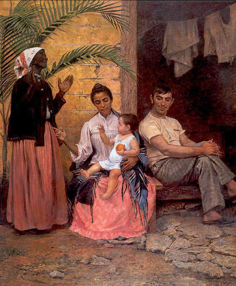 Moving On Up: The Redemption of Ham, a 19th century painting by Modesto Brocos, portrays a dark-skinned grandmother celebrating the fact that her grandson has lighter skin. Moving On Up: The Redemption of Ham, a 19th century painting by Modesto Brocos, portrays a dark-skinned grandmother celebrating the fact that her grandson has lighter skin.