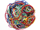 A colorful, tangled ball of yarn or thread. A colorful, tangled ball of yarn or thread.