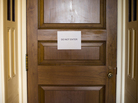 Sign of the times? A room where the Senate Democratic caucus was meeting on Monday. Sign of the times? A room where the Senate Democratic caucus was meeting on Monday.