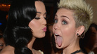 Katy Perry (left) and Miley Cyrus at the Pre-Grammy Gala in February. Katy Perry (left) and Miley Cyrus at the Pre-Grammy Gala in February.