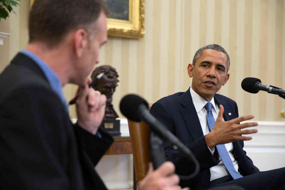 President Obama is interviewed Monday in the Oval Office by Steve Inskeep for NPR's Morning Edition. President Obama is interviewed Monday in the Oval Office by Steve Inskeep for NPR's Morning Edition.