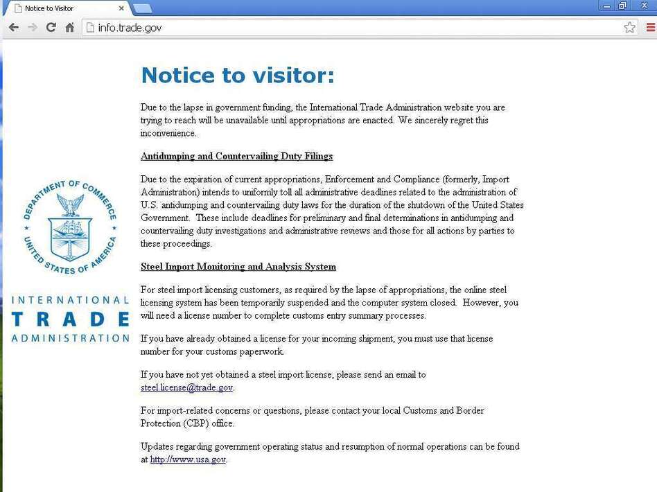 International Trade Association is Down