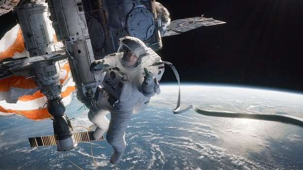 In Alfonso Cuaron's Gravity, Sandra Bullock plays Ryan Stone, an astronaut careening through space after an accident.