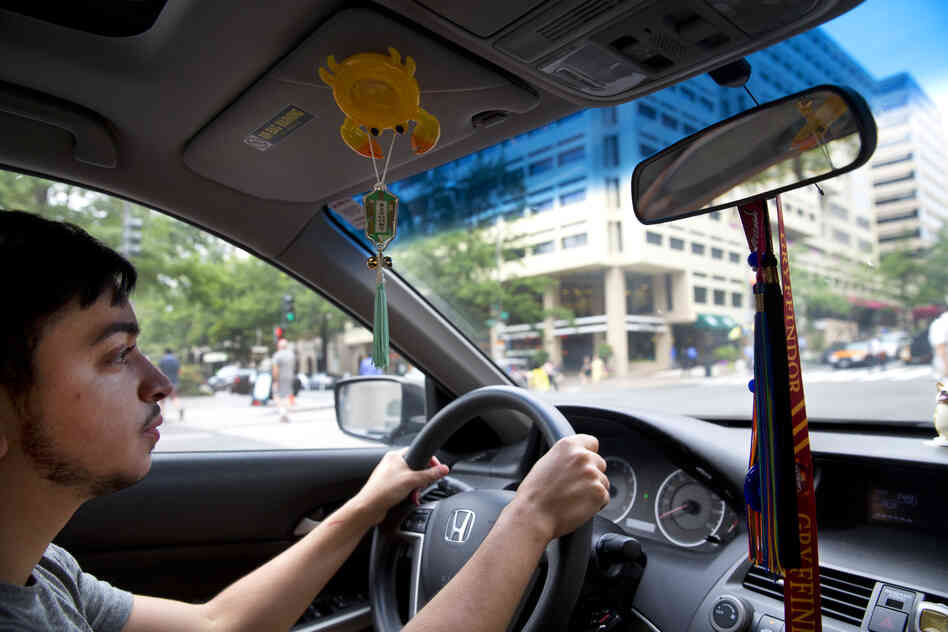 Younes drives in D.C. to meet his parents for lunch. Initially apprehensive about his transition, Younes' parents are now supportive of him as their son.