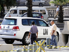 United Nations vehicles leave a Damascus hotel last week. The team of international disarmament experts began to dismantle Syria's chemical weapons production facilities on Sunday. United Nations vehicles leave a Damascus hotel last week. The team of international disarmament experts began to dismantle Syria's chemical weapons production facilities on Sunday.
