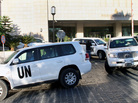 A convoy of chemical weapons disarmament experts depart the Four Seasons Hotel in Damascus, Syria, on Tuesday. A second team of experts will soon join mission to destroy Syria's chemical program. A convoy of chemical weapons disarmament experts depart the Four Seasons Hotel in Damascus, Syria, on Tuesday. A second team of experts will soon join mission to destroy Syria's chemical program.
