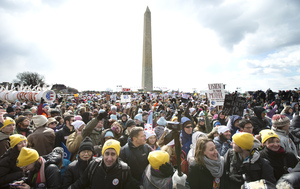 Thousands of protesters gather on the National Mall in Washington in February 2013 calling on President Obama to reject the Keystone XL oil pipeline from Canada and act to limit carbon pollution from power plants.