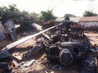 The wreckage of an American helicopter sits in Mogadishu, Somalia on Oct. 14, 1993. The events of the Battle of Mogadishu became a flashpoint for conversations about military interventions — and fodder for a big-budget Hollywood drama. The wreckage of an American helicopter sits in Mogadishu, Somalia on Oct. 14, 1993. The events of the Battle of Mogadishu became a flashpoint for conversations about military interventions — and fodder for a big-budget Hollywood drama.