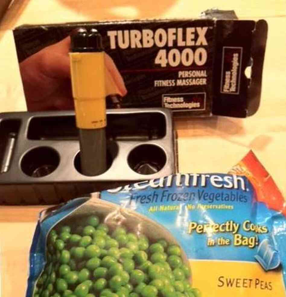 Baxter's first prototype was a bag of frozen peas and an electronic fitness massager, whose black and yellow color scheme survives today. Baxter's first prototype was a bag of frozen peas and an electronic fitness massager, whose black and yellow color scheme survives today.