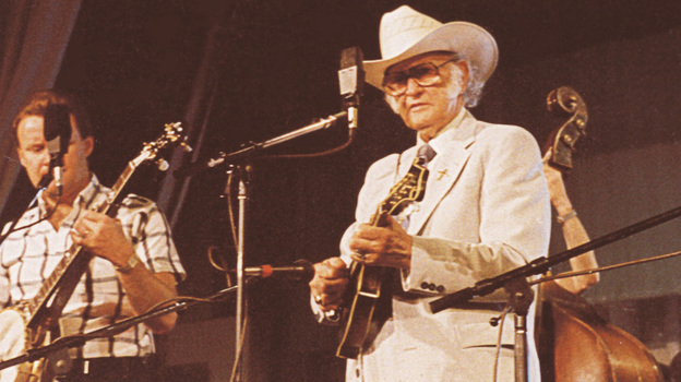 Bill Monroe performing live on Mountain Stage in 1989. (Mountain Stage)