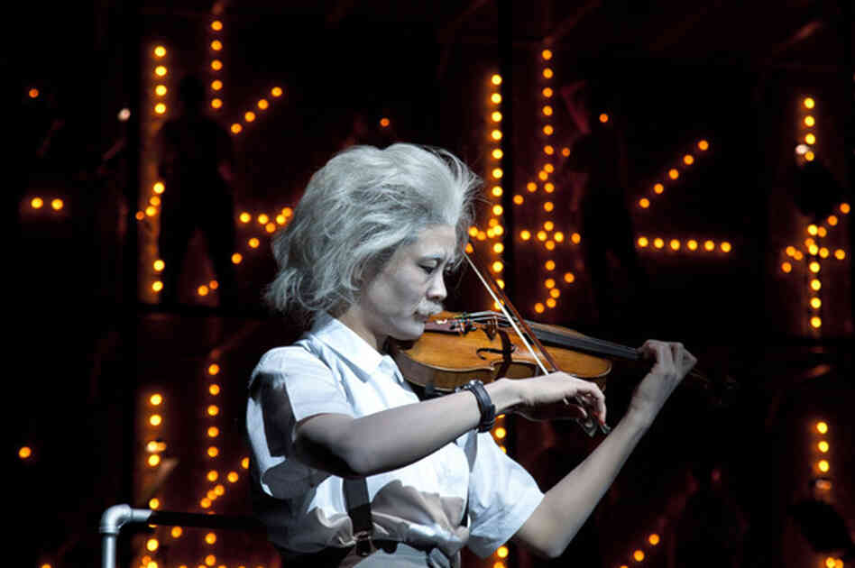 Violinist Jennifer Koh as Einstein. Violinist Jennifer Koh as Einstein.