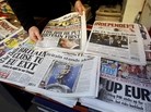 A London newspaper stand. A London newspaper stand.