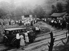 Crowds gather on Aug. 30, 1931, at the site of the Quiet Dell murders. Evidence of the killings was found in and around murderer Harry Powers' garage (center). Crowds gather on Aug. 30, 1931, at the site of the Quiet Dell murders. Evidence of the killings was found in and around murderer Harry Powers' garage (center).