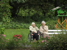 Two German women chat in the gardens of a senior care home in Berlin. Germany is grappling with a rapidly aging population: By 2050, almost a third of Germans will be 65 years or older, and a growing "Grandma export" trend has set hands wringing. Two German women chat in the gardens of a senior care home in Berlin. Germany is grappling with a rapidly aging population: By 2050, almost a third of Germans will be 65 years or older, and a growing "Grandma export" trend has set hands wringing.