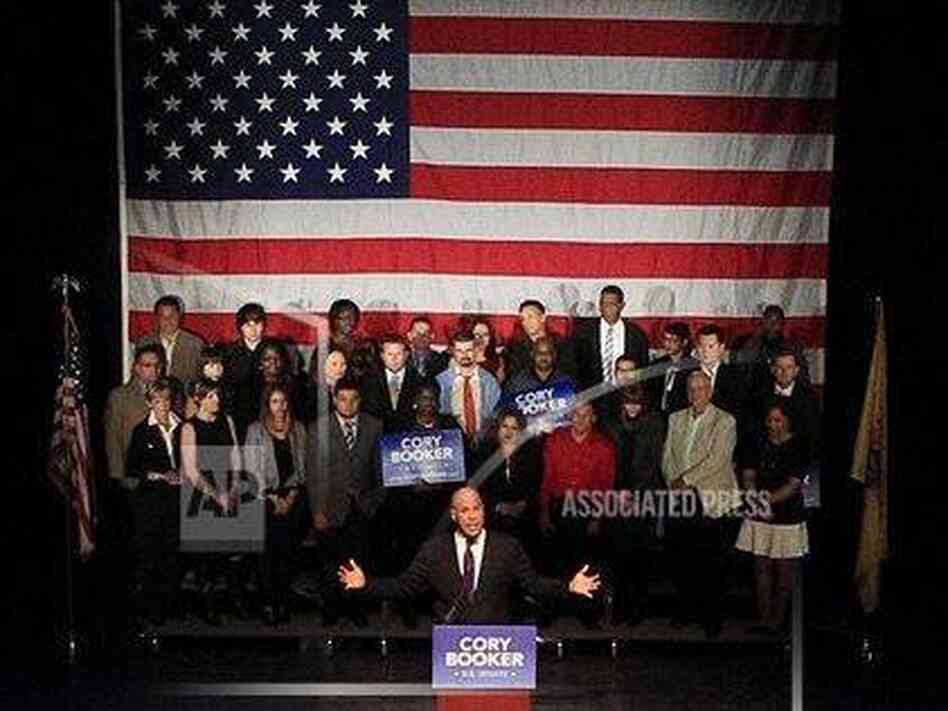 Sen.-elect Cory Booker of Newark, N.J., talks to supporters during his victory party Wednesday night. Booker was elected to fill the seat of the late Frank Lautenberg. Sen.-elect Cory Booker of Newark, N.J., talks to supporters during his victory party Wednesday night. Booker was elected to fill the seat of the late Frank Lautenberg.