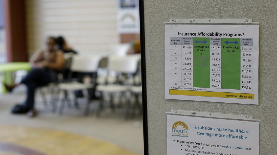 People wait to visit with volunteer counselors at Insure Central Texas on October 1 in Austin, Texas.