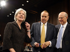 Kathleen Sebelius stands with Sen. Pat Roberts (right), R-Kan., and former Senate Majority Leader Bob Dole in 2009. Kathleen Sebelius stands with Sen. Pat Roberts (right), R-Kan., and former Senate Majority Leader Bob Dole in 2009.