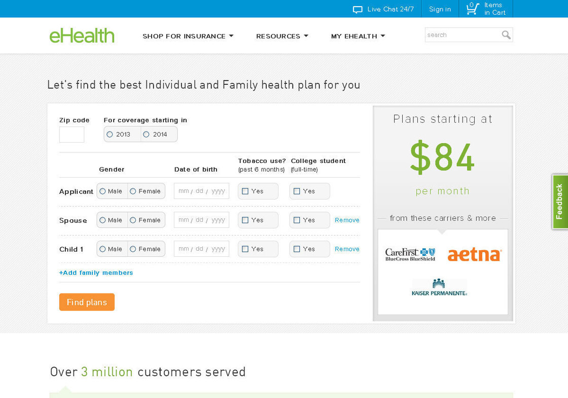 Independent online insurance brokers, like eHealth, haven't yet been able to sell subsidized health insurance policies.