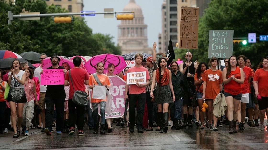 In July, abortion rights advocates marched in Austin, Texas, to protest legislation that could shut down all but five abortion clinics and restrict abortion rights throughout the state.