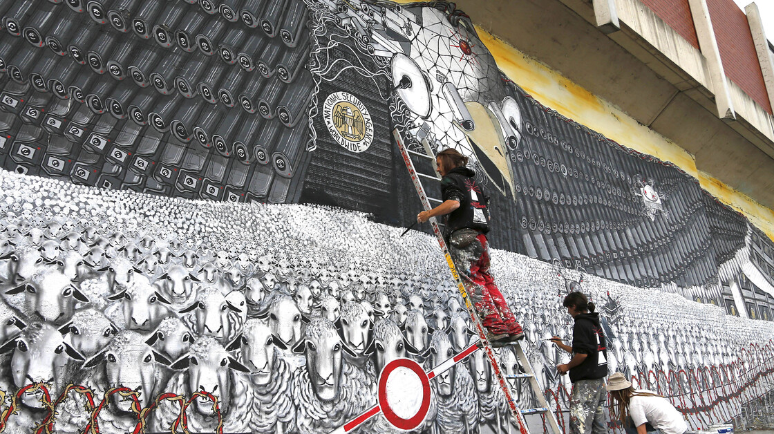 News of U.S. surveillance in Europe has met with distrust and anger; officials are heading to Washington to discuss matters next week. Here, members of an artists