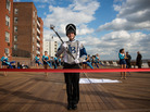The Long Beach High School marching band prepares to march down the Long Beach boardwalk during a ribbon-cutting ceremony Friday. The Long Beach High School marching band prepares to march down the Long Beach boardwalk during a ribbon-cutting ceremony Friday.