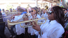 The Pinettes Brass Band parading into the judges area on Saturday. The Pinettes Brass Band parading into the judges area on Saturday.