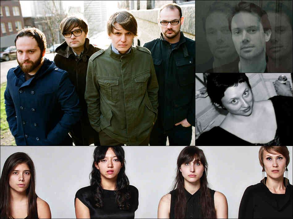 Clockwise from upper left: Death Cab For Cutie, Milosh, Swearin', La Luz Clockwise from upper left: Death Cab For Cutie, Milosh, Swearin', La Luz