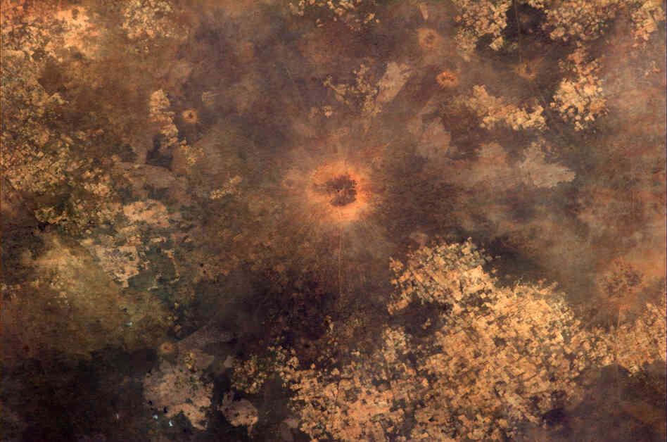 What Parmitano thinks is an impact crater in the African desert.