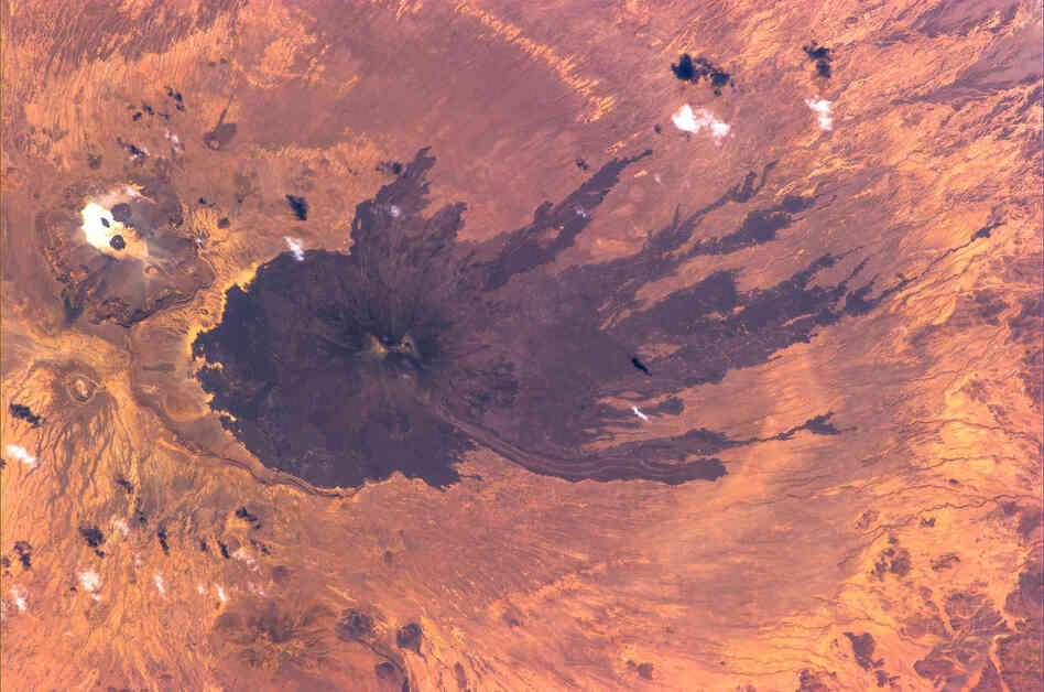 What looks like lava flow on a Nigerian volcano.