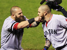 Hey man, that's sensitive: Mike Napoli of the Boston Red Sox pulls teammate Jonny Gomes' beard after hitting a three-run homer in Game 4 of the 2013 World Series in St. Louis. Hey man, that's sensitive: Mike Napoli of the Boston Red Sox pulls teammate Jonny Gomes' beard after hitting a three-run homer in Game 4 of the 2013 World Series in St. Louis.