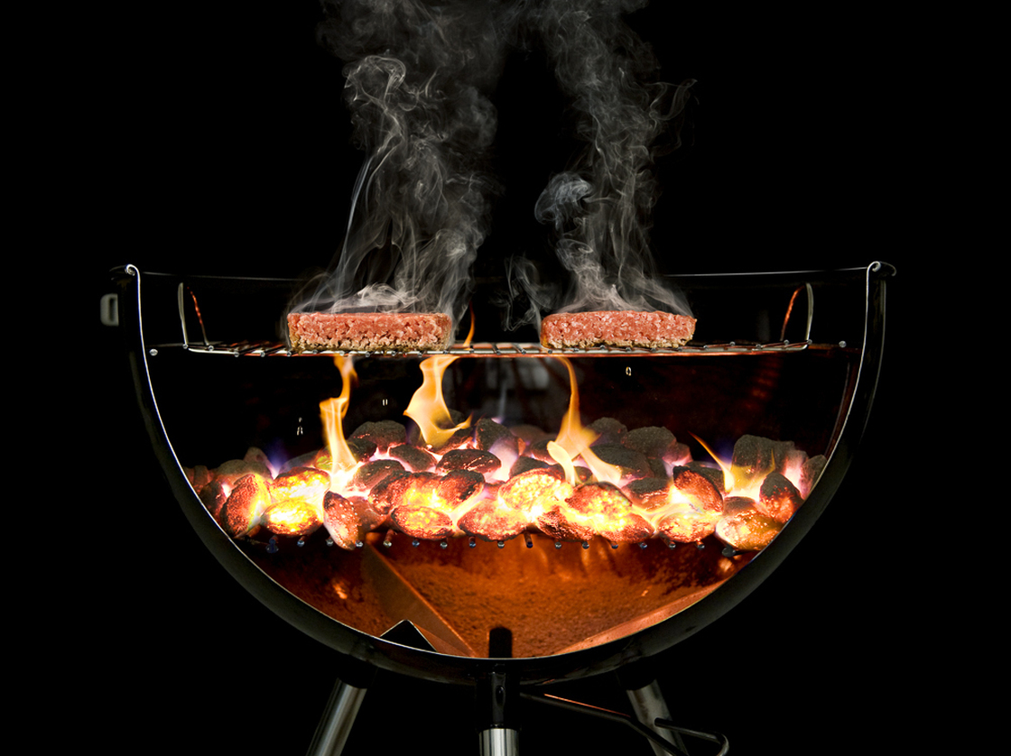 To capture the magic of grilling, the team at The Cooking Lab sawed a Weber grill in half and then combined 30 photographs together.