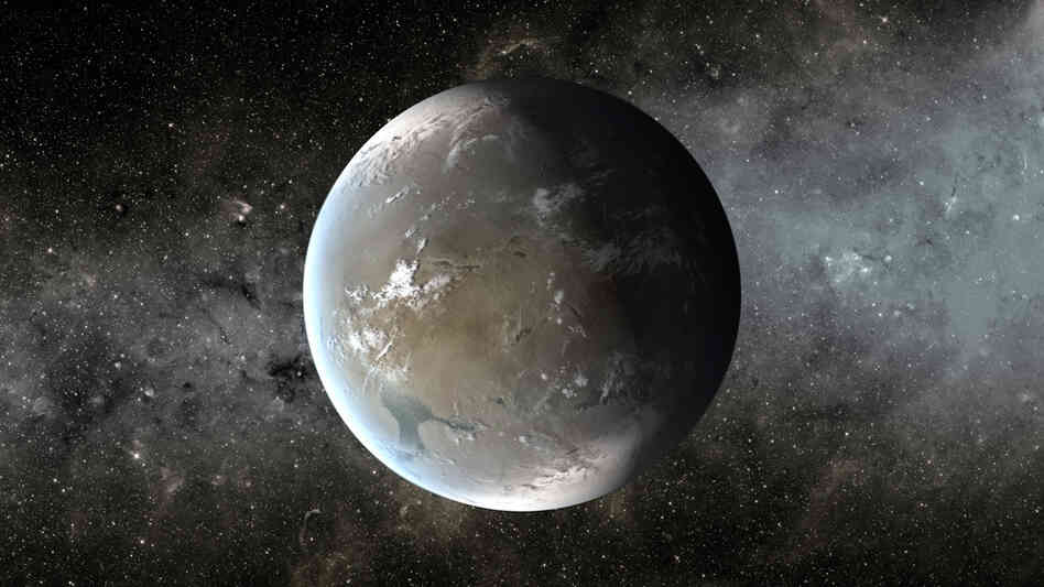 This is an artist's illustration of Kepler-62f, a planet in the "habitable zone" of a star that is slightly smaller and cooler than ours. Kepler-62f is roughly 40 percent larger than Earth. This is an artist's illustration of Kepler-62f, a planet in the "habitable zone" of a star that is slightly smaller and cooler than ours. Kepler-62f is roughly 40 percent larger than Earth.