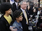 Democratic mayoral candidate Bill de Blasio with his daughter Chiara and son Dante as he talks to the media in Brooklyn after voting, Tuesday, Nov. 5, 2013. Democratic mayoral candidate Bill de Blasio with his daughter Chiara and son Dante as he talks to the media in Brooklyn after voting, Tuesday, Nov. 5, 2013.