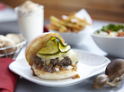 Richard Blais' Earth & Turf Burger, served at the Flip Burger Boutique in Atlanta, is 50 percent beef, 50 percent mushroom. Richard Blais' Earth & Turf Burger, served at the Flip Burger Boutique in Atlanta, is 50 percent beef, 50 percent mushroom.