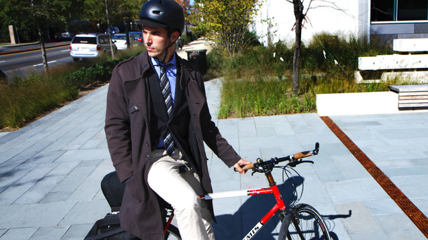 NPR's soon-to-be London correspondent Ari Shapiro on his trusty steed. (NPR)
