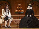 Mark Rylance as Olivia (right) and Samuel Barnett as Viola in Twelfth Night. The Broadway production, which first played at London's Globe Theatre, is done in the Elizabethan tradition, with an all-male cast. Mark Rylance as Olivia (right) and Samuel Barnett as Viola in Twelfth Night. The Broadway production, which first played at London's Globe Theatre, is done in the Elizabethan tradition, with an all-male cast.
