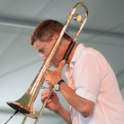 Ray Anderson (right) leads his scaled-down Pocket Brass Band at the 2013 Newport Jazz Festival. Ray Anderson (right) leads his scaled-down Pocket Brass Band at the 2013 Newport Jazz Festival.