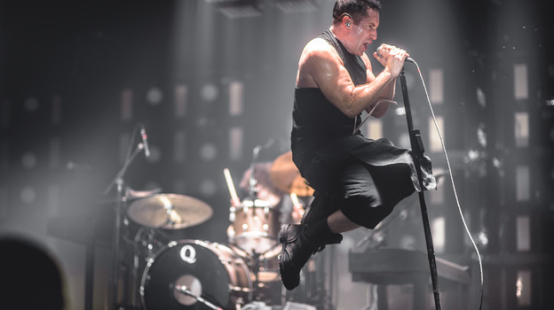 Nine Inch Nails frontman Trent Reznor, performing live at the 2013 Mt. Oasis festival. (NPR Music)