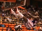 Uh-oh. William "Bull" Bullard of the Harlem Globetrotters brought the basket, backboard and stanchion down with him after a dunk. He just missed getting crushed. Uh-oh. William "Bull" Bullard of the Harlem Globetrotters brought the basket, backboard and stanchion down with him after a dunk. He just missed getting crushed.