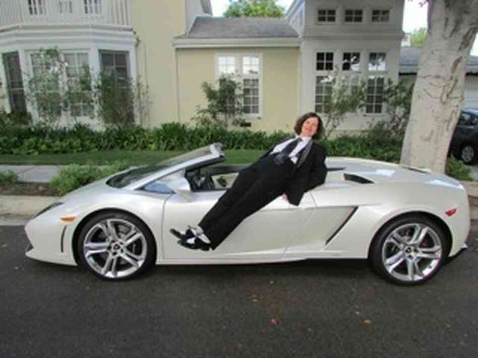 Paula Poundstone and her dream car. Paula Poundstone and her dream car.