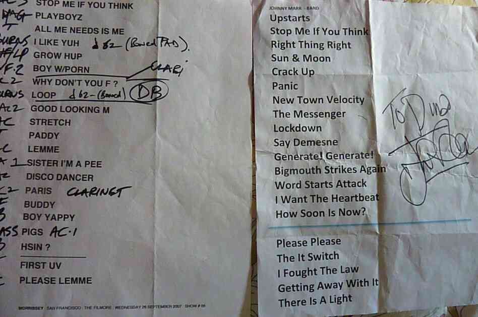 Left: Morrissey at The Fillmore (San Francisco, CA), Sept. 26, 2007.Right: Johnny Marr at The Fillmore, Nov. 1, 2013.