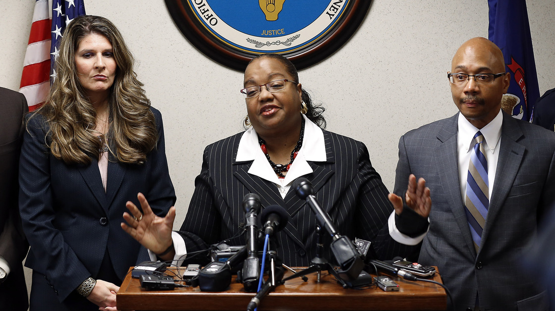 Wayne County Prosecutor Kym Worthy announces second-degree murder charges against Theodore P. Wafer, 54, of Dearborn Heights, Mich., Friday. Wafer has reportedly told police that he feared a break-in on the night Renisha McBride was shot.