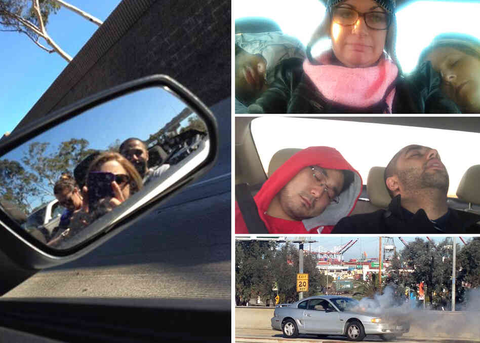 Neville Amaria's commute to work used to take up to 1.5 hours each way. He carpooled with colleagues including Stefanie McNally, Cristina Cooper and Bryan Kim. The gang passed the time by sleeping and snapping photos of unlucky commuters. Neville Amaria's commute to work used to take up to 1.5 hours each way. He carpooled with colleagues including Stefanie McNally, Cristina Cooper and Bryan Kim. The gang passed the time by sleeping and snapping photos of unlucky commuters.