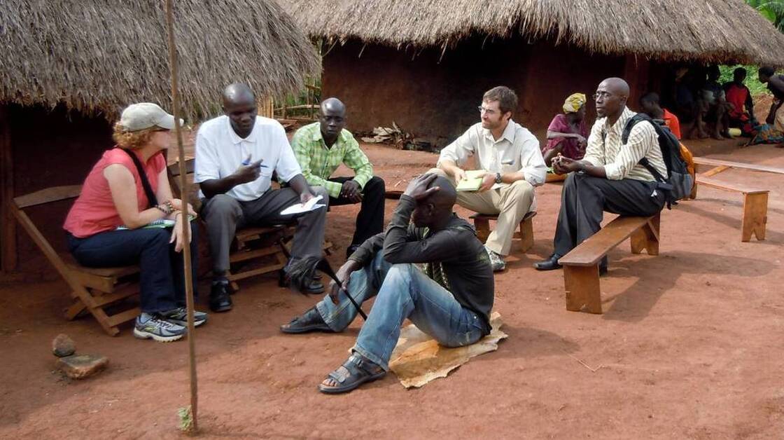 Medical anthropologist Mary Hayden trains traditional healers in a village outside Arua, Uganda.